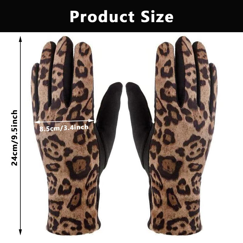 Mealah Women Winter Leopard Print Gloves - Soft Stretch Thermal Warm Cold Weather Christmas - Image 3