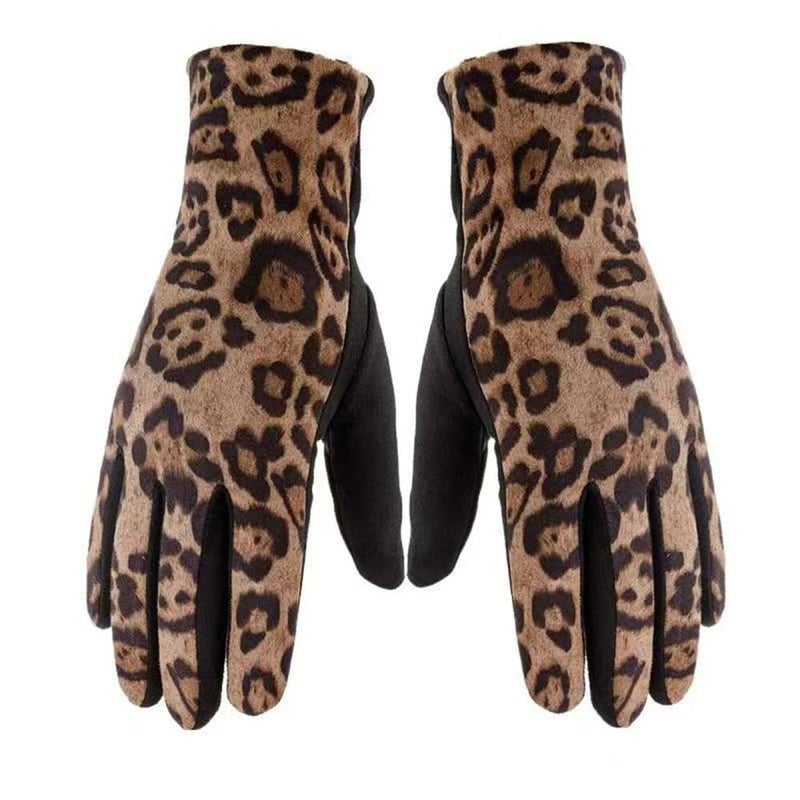 Mealah Women Winter Leopard Print Gloves - Soft Stretch Thermal Warm Cold Weather Christmas - Image 1