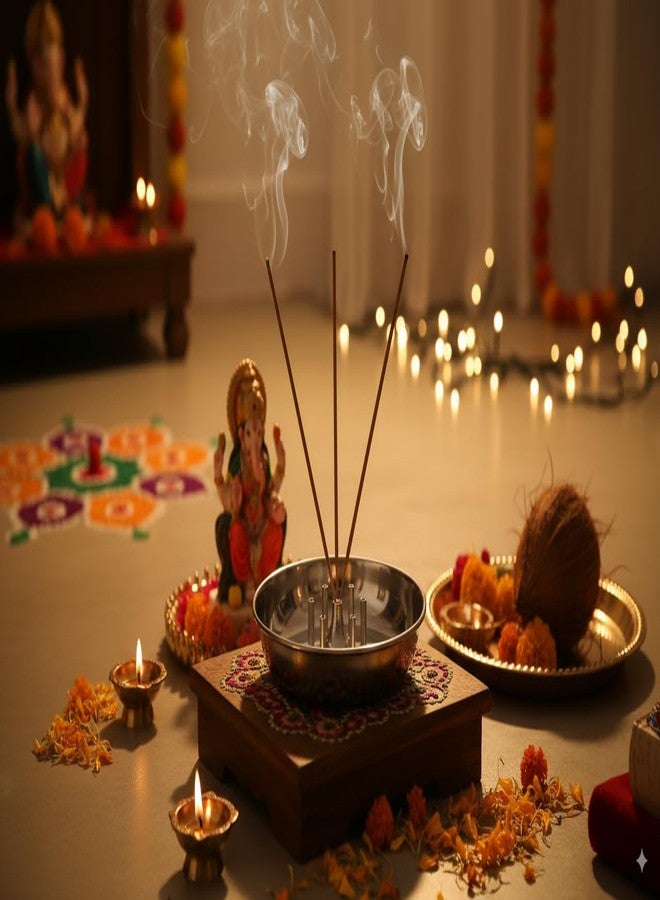 Konquer TimeS Premium Stainless Steel Agarbatti Stand Holder - Modern Incense Stick Burner with Ash Catcher - Durable, Rust-Proof for Home, Office, Pooja & Meditation - Image 2