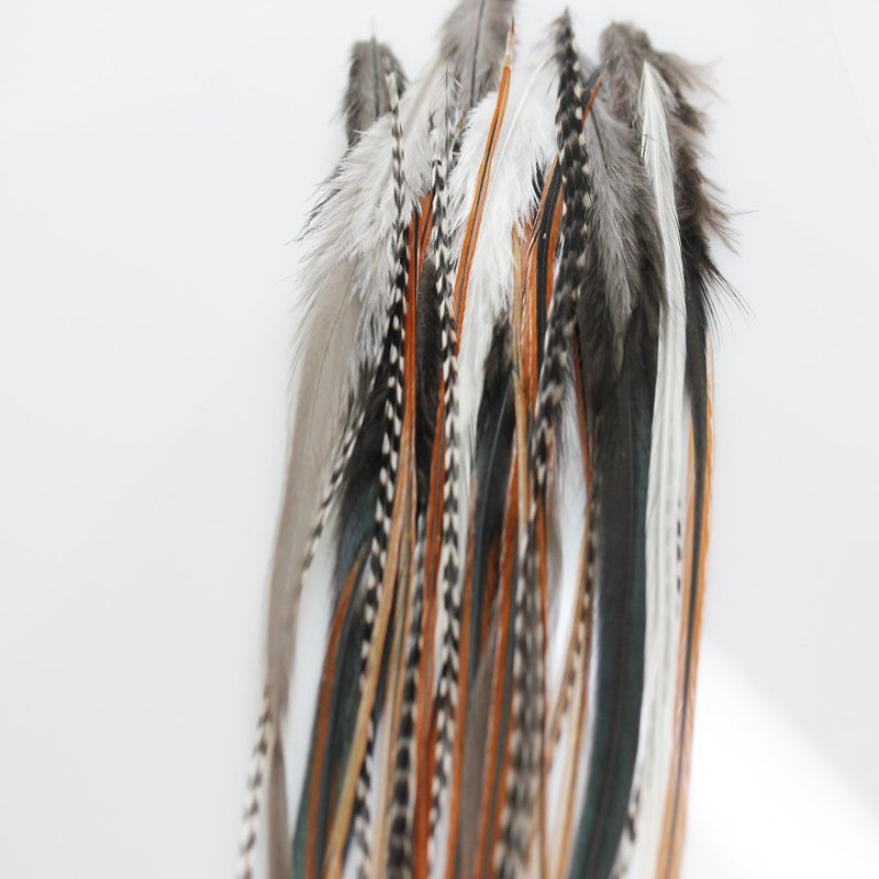 Sexy Sparkles Feather Hair Extensions Natural Beige Brown Feathers 25 Individual Loose Feathers 812 Inches Includes 10 Silicone Micro Beads