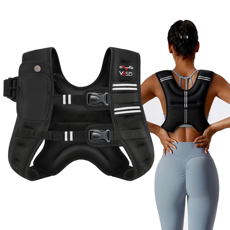 VBSD Weighted Vest Woman 12LB Weight Vest for Women Men Body Weight Vests for Walking Strength Training Running Workout Jogging Fitness Black - Image 1