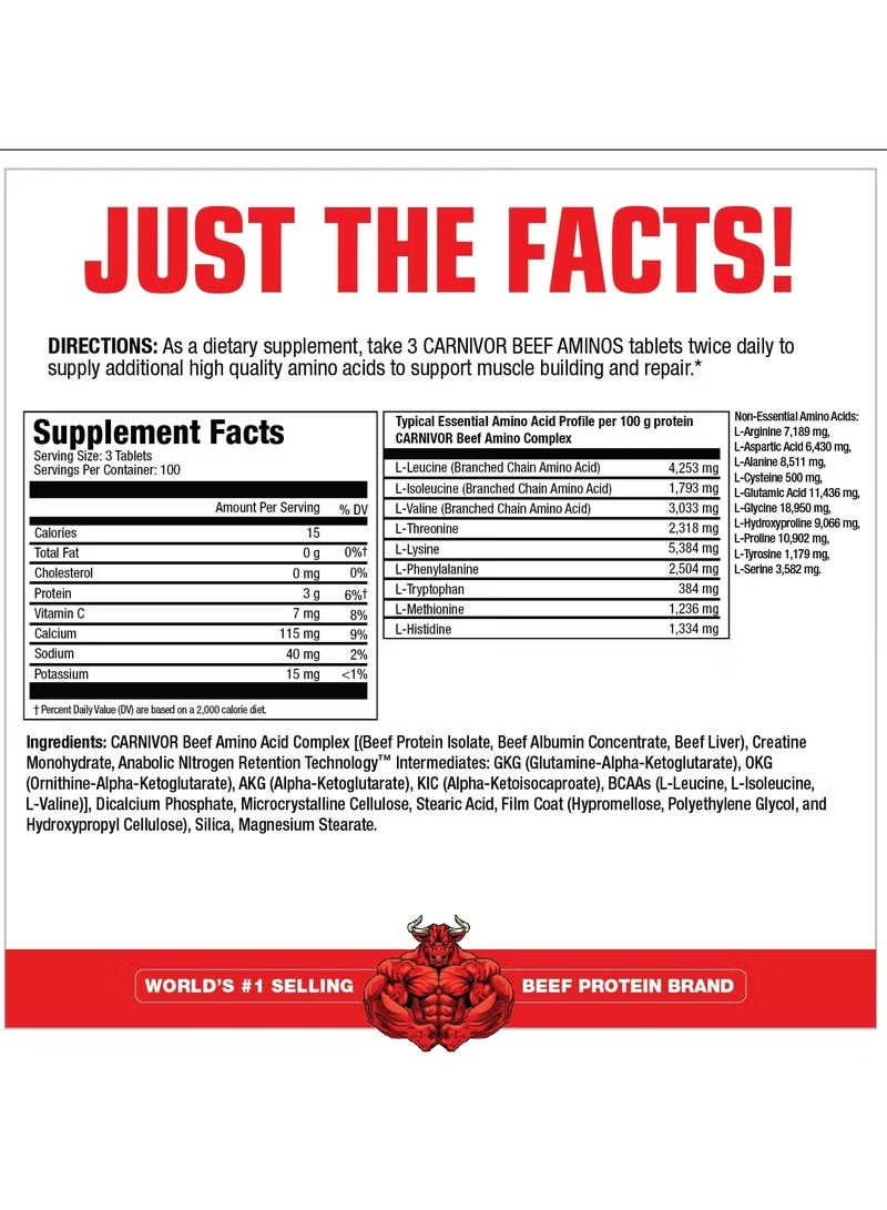 MUSCLEMEDS Ultra-Concentrated Carnivore Beef Aminos 300 Tablets - Image 3
