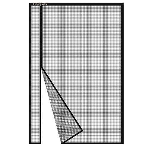 Risareyi Side Opening Magnetic Screen Door in Fiberglass 36x83inch, Black - Thicken Mesh Screen Magnetic Closure Keep Bugs Out, Reversible for Left/Right Door - Image 1