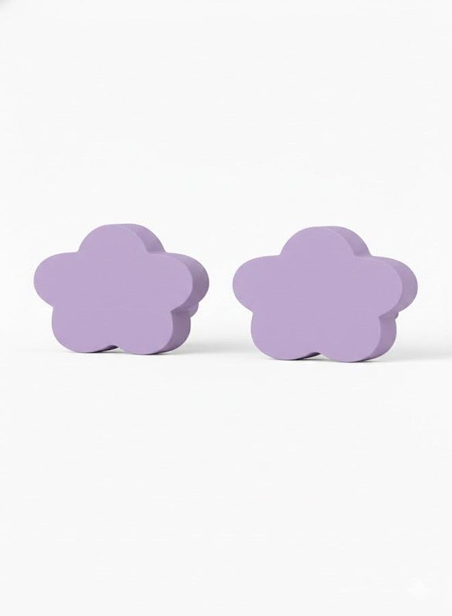 FLY FROG Kids Wooden Flower Cabinet Knobs - Cute Flower Shape Doors, Drawer & Wardrobe Pull Handles for Kids Room, Nursery Furniture & Home Décor (Pack of 2) (Flower_Purple) - Image 3