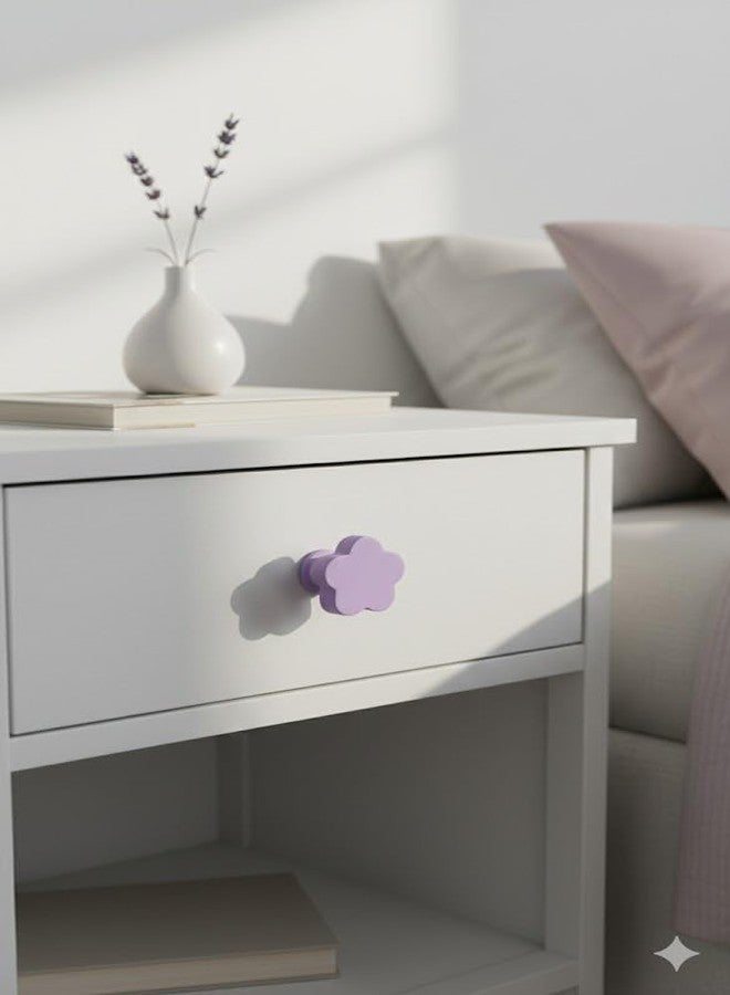 FLY FROG Kids Wooden Flower Cabinet Knobs - Cute Flower Shape Doors, Drawer & Wardrobe Pull Handles for Kids Room, Nursery Furniture & Home Décor (Pack of 2) (Flower_Purple) - Image 2