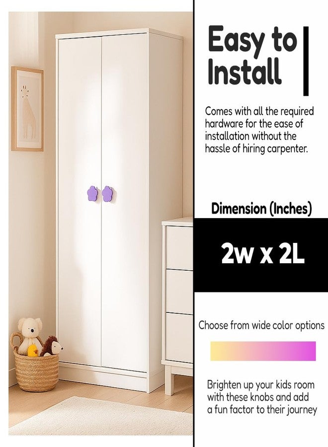 FLY FROG Kids Wooden Flower Cabinet Knobs - Cute Flower Shape Doors, Drawer & Wardrobe Pull Handles for Kids Room, Nursery Furniture & Home Décor (Pack of 2) (Flower_Purple) - Image 5