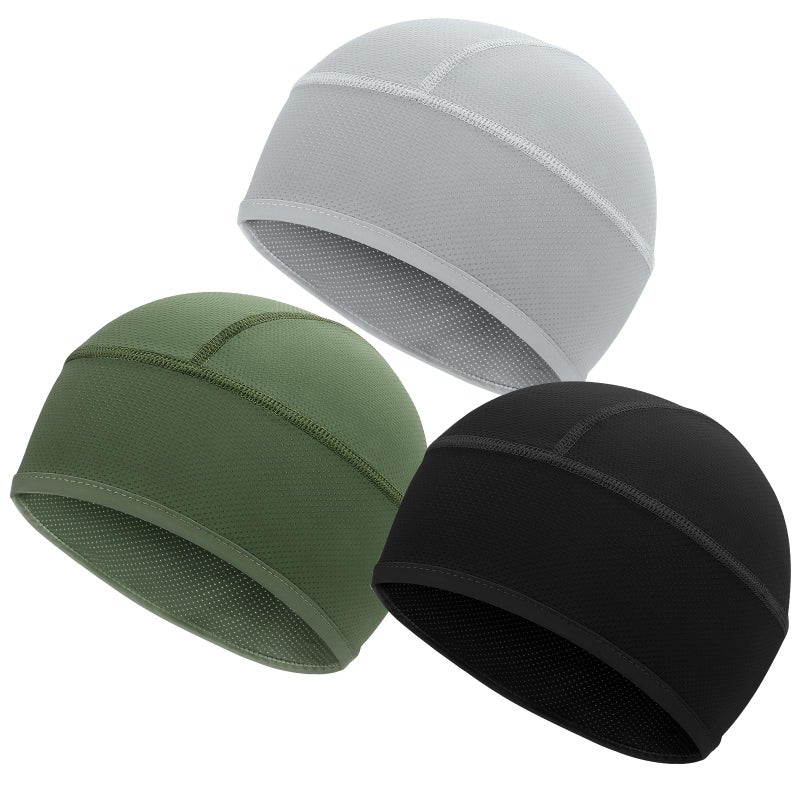 Haoteey 3 Pack Cooling Hard Hat Liner Skull Cap, Mesh Sweat Wicking Helmet Liners, Under Hardhats Cap for Men Women - Image 1