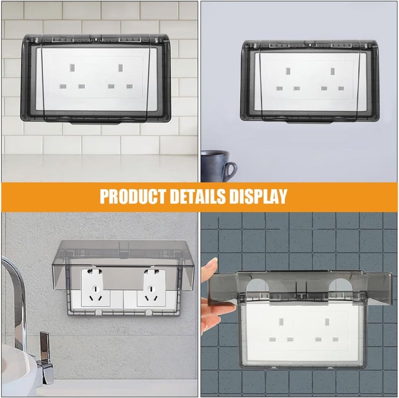 4pcs Waterproof Double-gang Outlet Cover with Adhesive, Black Weatherproof Socket Protective Case for Bathroom and Outdoor Use - Image 5