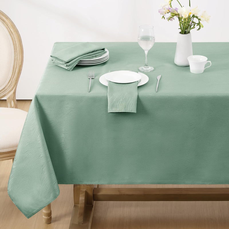 Softalker Jacquard Rectangle Tablecloth Swirl Design Waterproof Stain Resistant Table Cover Wrinkle Free Heavy Weight Table Cloths for DinnerPartiesHoliday  60 x 84 Inch Sage Green