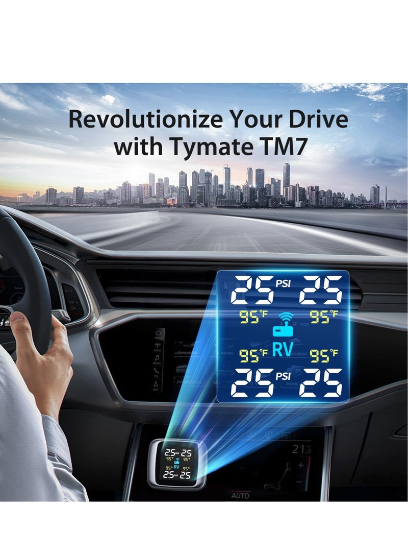 Excefore Tire Pressure Monitoring System, Wireless TPMS, with 4 External Sensors & 6 Alarm Modes, Colorful Display, Real-time Tire Pressure Monitor System, for Sedan/RV/Trailer/Coach/Truck (0-87 PSI)  - Image 2