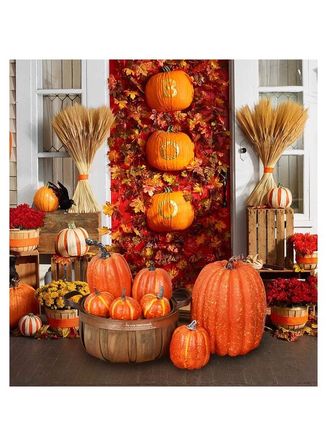 7 قطع من القرع الصناعي الكبير الواقعي، ديكور منزلي خريفي نابض بالحياة لتزيين طاولات حفلات الزفاف، وعرضها على الشرفات في عيد الشكر، وتنسيقات الحرف اليدوية؟ برتقالي؟ - Image 2