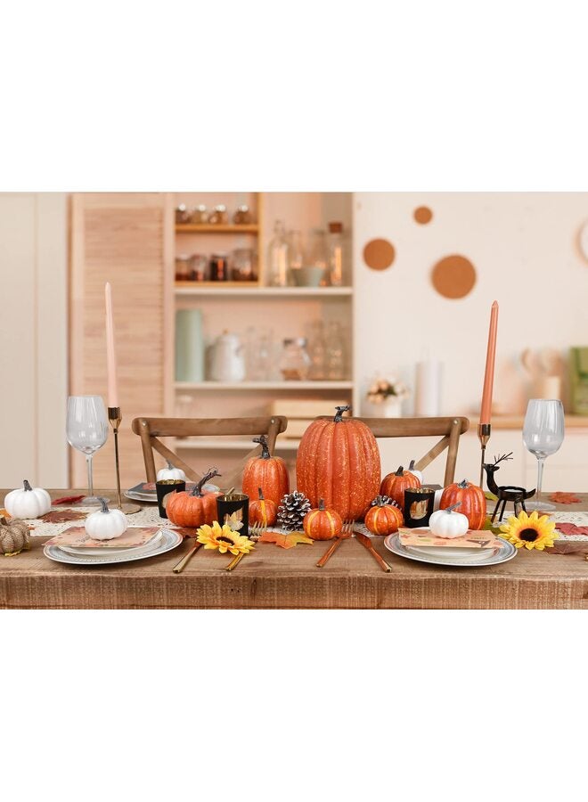 7 قطع من القرع الصناعي الكبير الواقعي، ديكور منزلي خريفي نابض بالحياة لتزيين طاولات حفلات الزفاف، وعرضها على الشرفات في عيد الشكر، وتنسيقات الحرف اليدوية؟ برتقالي؟ - Image 4