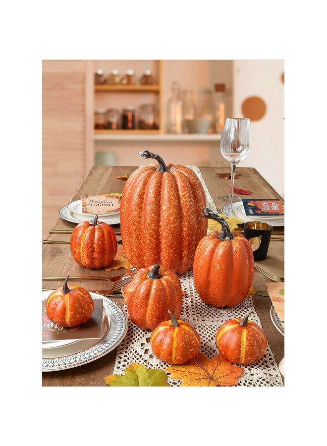7 قطع من القرع الصناعي الكبير الواقعي، ديكور منزلي خريفي نابض بالحياة لتزيين طاولات حفلات الزفاف، وعرضها على الشرفات في عيد الشكر، وتنسيقات الحرف اليدوية؟ برتقالي؟ - Image 3