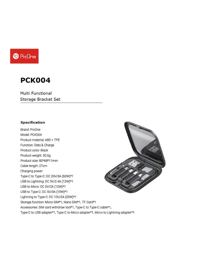 ProOne PCK004: 60W Multi-Functional 6-in-1 Travel Cable & Storage Kit - Image 3
