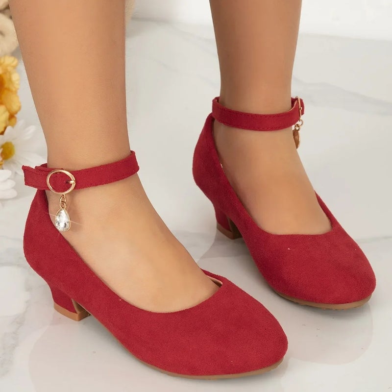 New Girls Dance Performance High Heels Little Girls Velvet Single Shoes Children''s Thick Heel Round Head Shoes Factory - Image 2