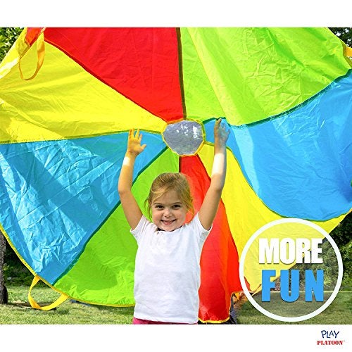 Play Platoon Rainbow Parachute Toy for Kids, 6 ft Play Parachute Game with 8 Handles, PE Equipment for Elementary School Gym Class, Backyard/Indoor Equipment - Image 5