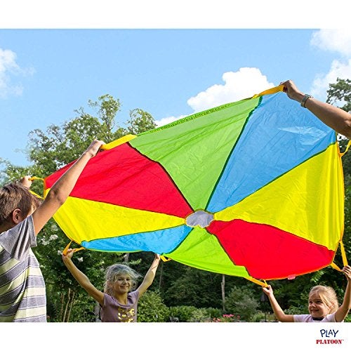 Play Platoon Rainbow Parachute Toy for Kids, 6 ft Play Parachute Game with 8 Handles, PE Equipment for Elementary School Gym Class, Backyard/Indoor Equipment - Image 2