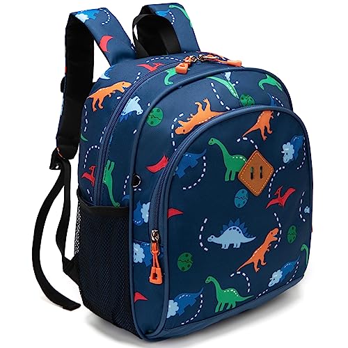 JinBeryl Toddler Backpack Boys, 12 Inch Kids Backpack for Preschool or Kindergarten, Dinosaur Navy Blue - Image 2