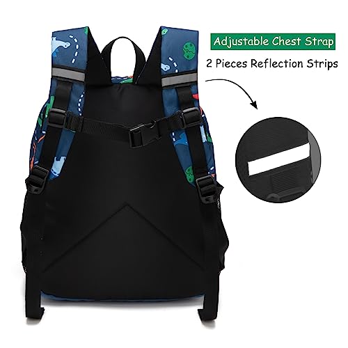 JinBeryl Toddler Backpack Boys, 12 Inch Kids Backpack for Preschool or Kindergarten, Dinosaur Navy Blue - Image 3