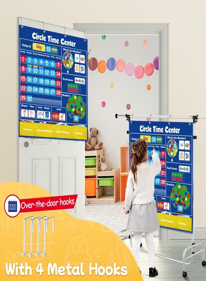Skillify Circle Time Learning Center Pocket Chart Classroom Calendar for Kids, Weather Chart Counting Alphabet Ten Frame Color, Kindergarten Preschool Classroom Must Haves Pre K Learning Activities - Image 3