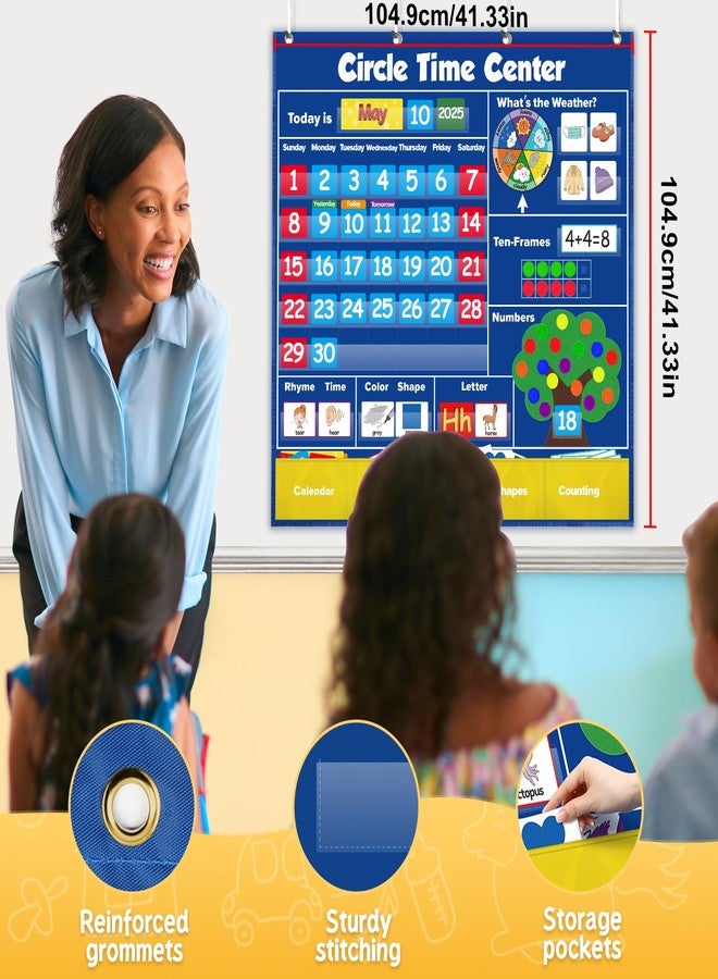 Skillify Circle Time Learning Center Pocket Chart Classroom Calendar for Kids, Weather Chart Counting Alphabet Ten Frame Color, Kindergarten Preschool Classroom Must Haves Pre K Learning Activities - Image 4