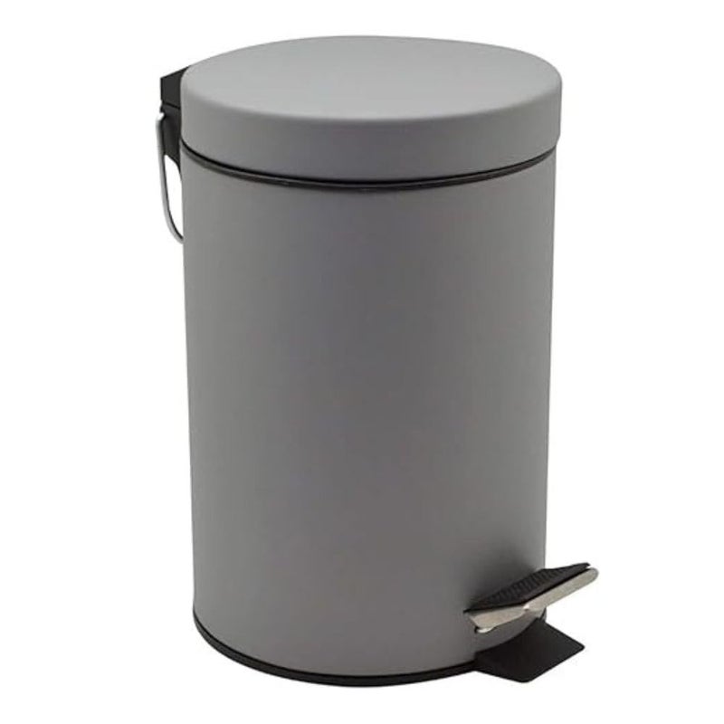 Stainless-Steel Lidded Wastebasket, Basket Trash Can With Foot Pedal for Touchless Use & Comfortable Handle, Waste Bin With Inner Plastic Bucket To Clean Easily, (5 Liters) (Grey) - Image 1