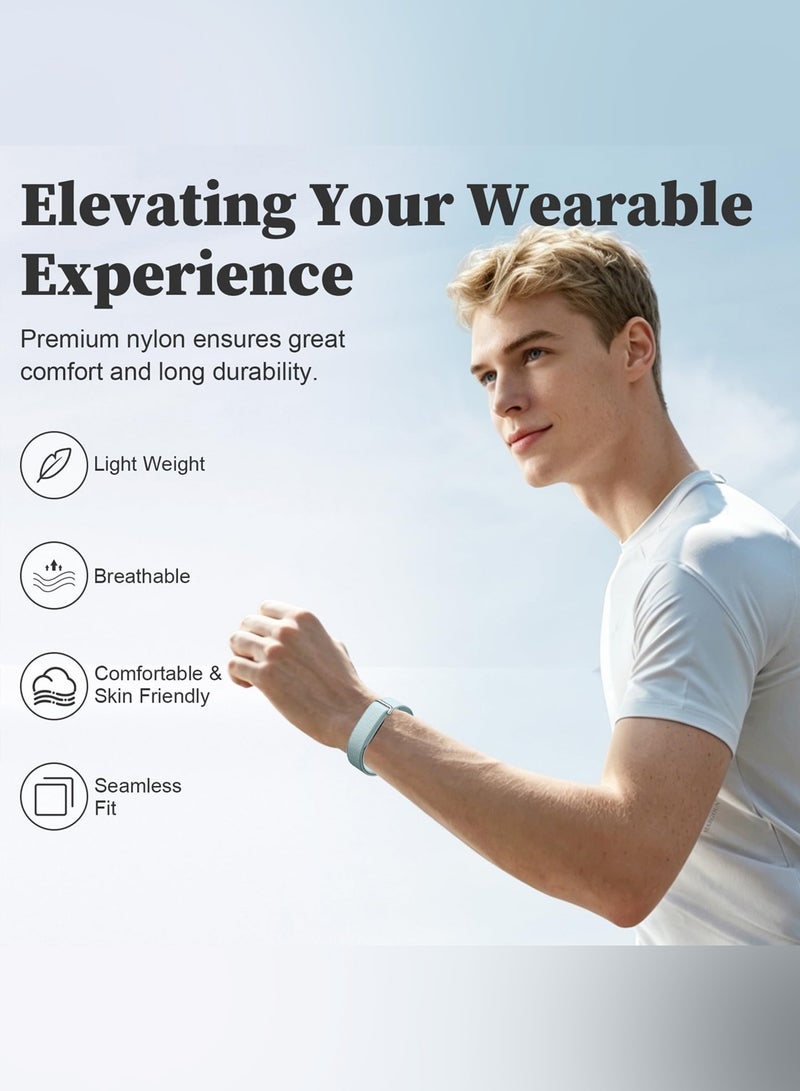 CATANES Woven Nylon Replacement Bands for Google Fitbit Air – Breathable Stretch Elastic Sport Watch Straps – Comfortable Lightweight Wristband for Screenless Tracker - Fog - Image 4