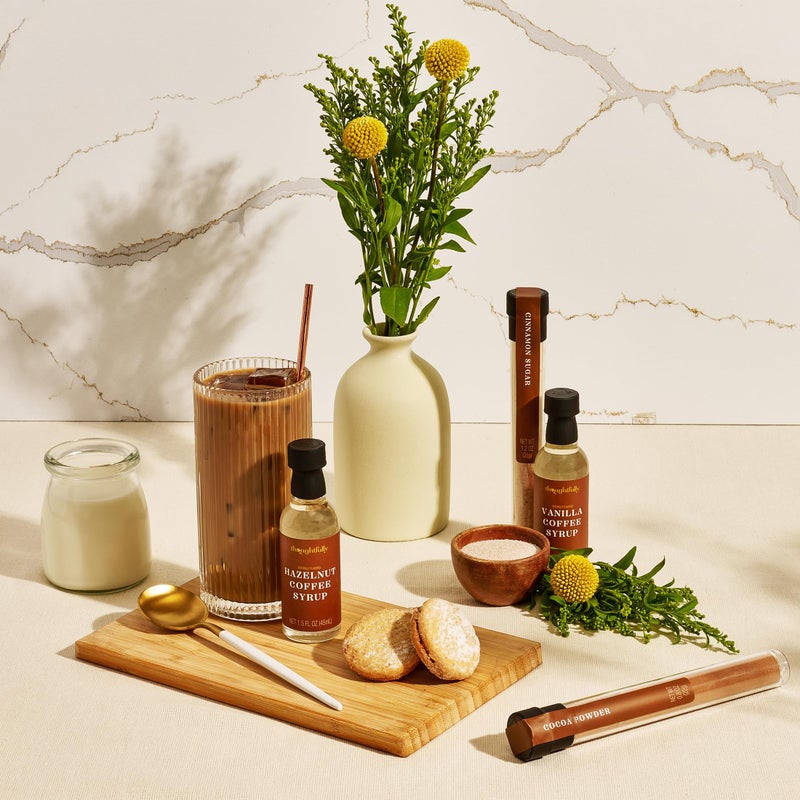 Thoughtfully Gourmet, Coffee Bar Gift Set, Includes 4 Delicious Syrups, 2 Flavored Sugars and 1 Cocoa Powder to Elevate Your Coffee, Set of 7 - Image 4