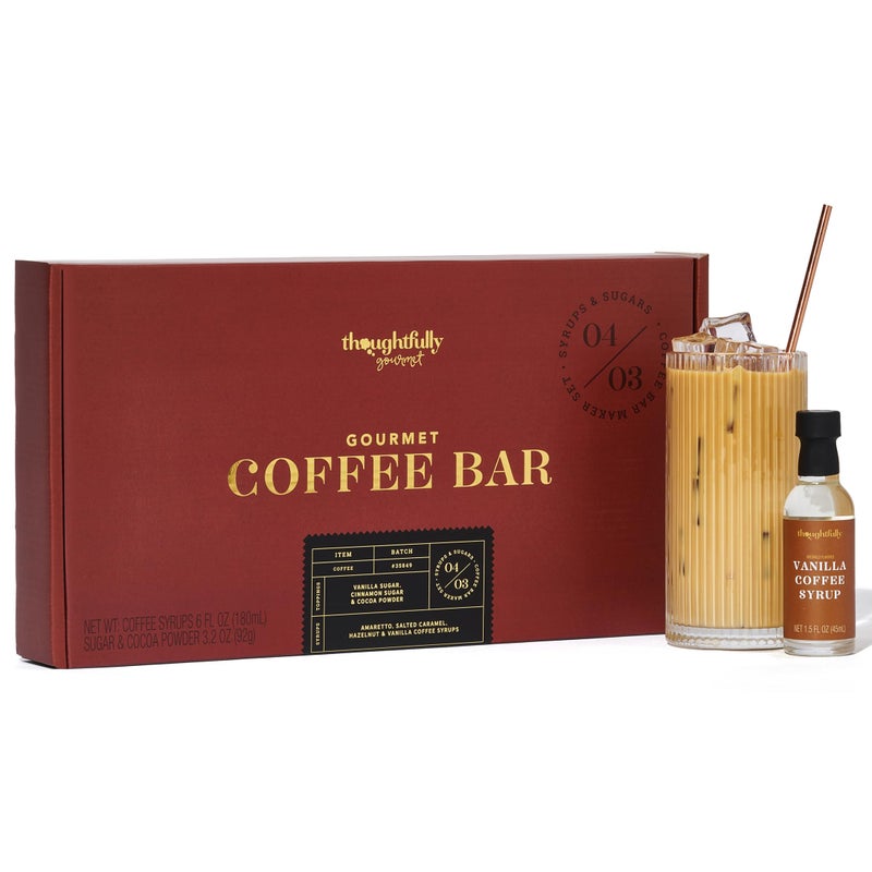 Thoughtfully Gourmet, Coffee Bar Gift Set, Includes 4 Delicious Syrups, 2 Flavored Sugars and 1 Cocoa Powder to Elevate Your Coffee, Set of 7 - Image 2