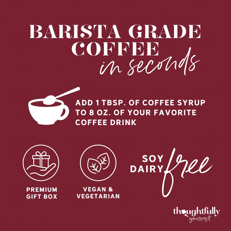 Thoughtfully Gourmet, Coffee Bar Gift Set, Includes 4 Delicious Syrups, 2 Flavored Sugars and 1 Cocoa Powder to Elevate Your Coffee, Set of 7 - Image 5