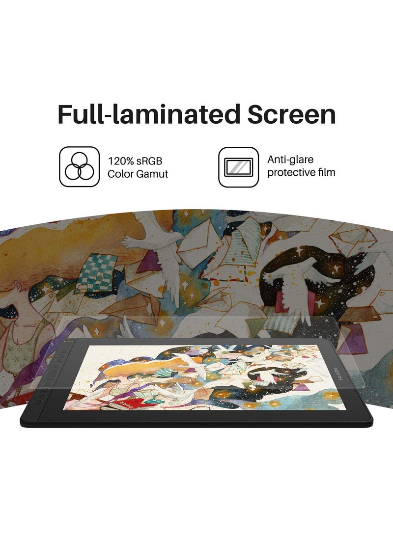 KAMVAS 16 Graphics Drawing Tablet with Full-Laminated Screen Anti-Glare 10 Express Keys Android Support Battery-Free Stylus 8192 Pen Pressure Tilt Adjustable Stand - 15.6 Inch Pen Display-GS1562