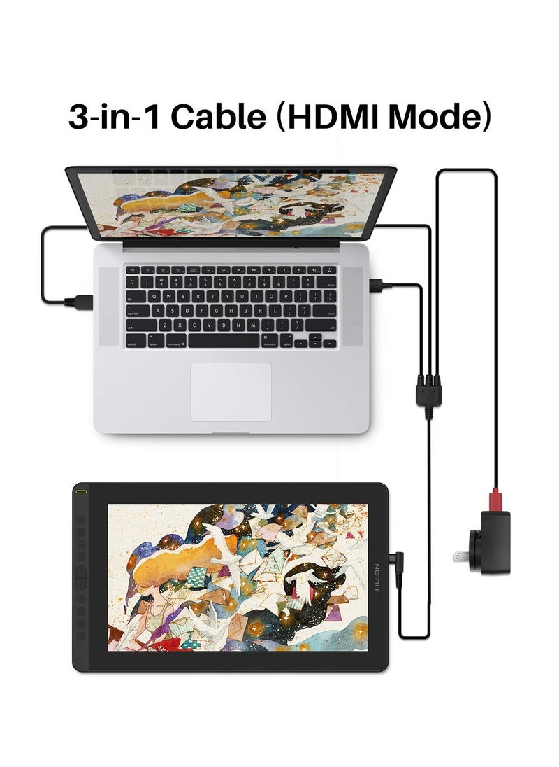 KAMVAS 16 Graphics Drawing Tablet with Full-Laminated Screen Anti-Glare 10 Express Keys Android Support Battery-Free Stylus 8192 Pen Pressure Tilt Adjustable Stand - 15.6 Inch Pen Display-GS1562