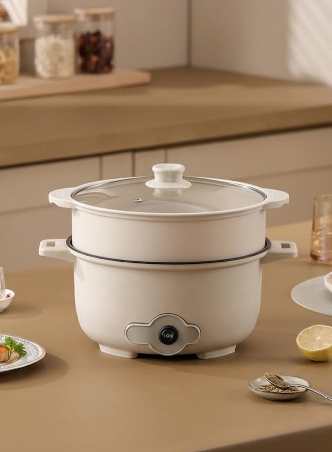 Stainless Steel mini Electric Hot Pot ，Quick Heating ，Non-stick Pot Dual Power Multi-functional Electric Cooker , portable travel cooker suitable for frying steaks and eggs and boiling soup - Image 1
