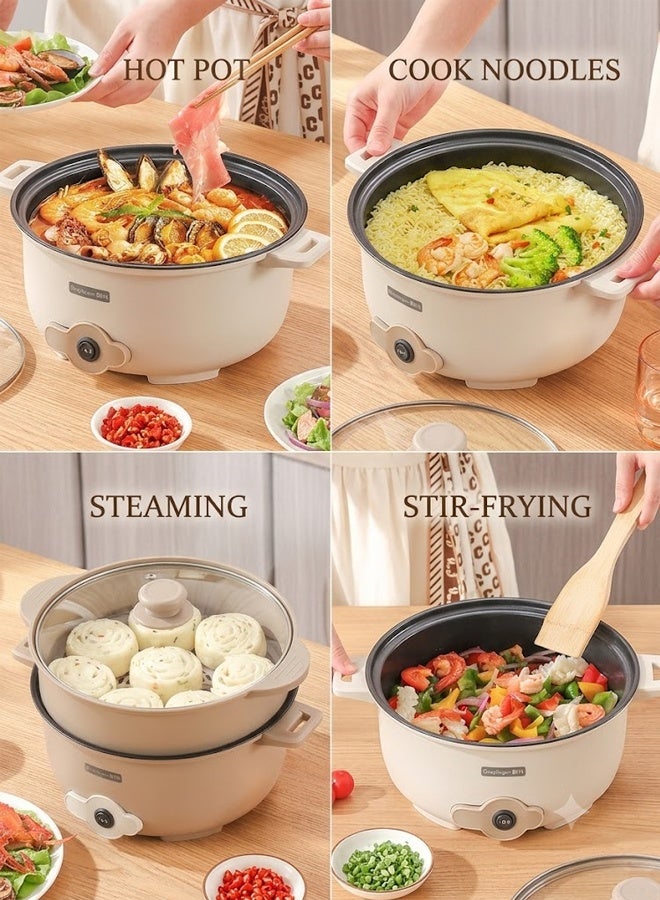 Stainless Steel mini Electric Hot Pot ，Quick Heating ，Non-stick Pot Dual Power Multi-functional Electric Cooker , portable travel cooker suitable for frying steaks and eggs and boiling soup - Image 2