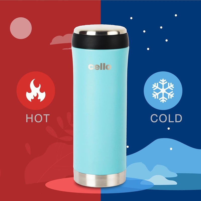 Cello Cello My Cup Vacusteel Flask with Mugs Gift Set | Leak-Proof Design & Rust-Resistant Flask | Ideal for Coffee, Tea, Hot Chocolate, or Iced Beverages | 3 Unit, Blue - Image 3