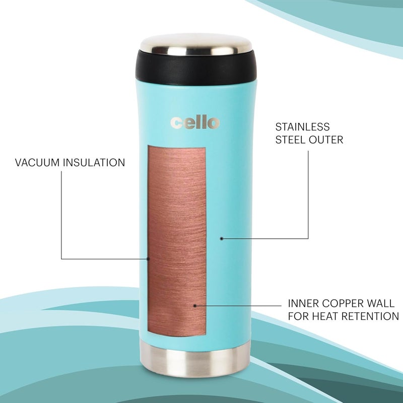Cello Cello My Cup Vacusteel Flask with Mugs Gift Set | Leak-Proof Design & Rust-Resistant Flask | Ideal for Coffee, Tea, Hot Chocolate, or Iced Beverages | 3 Unit, Blue - Image 4