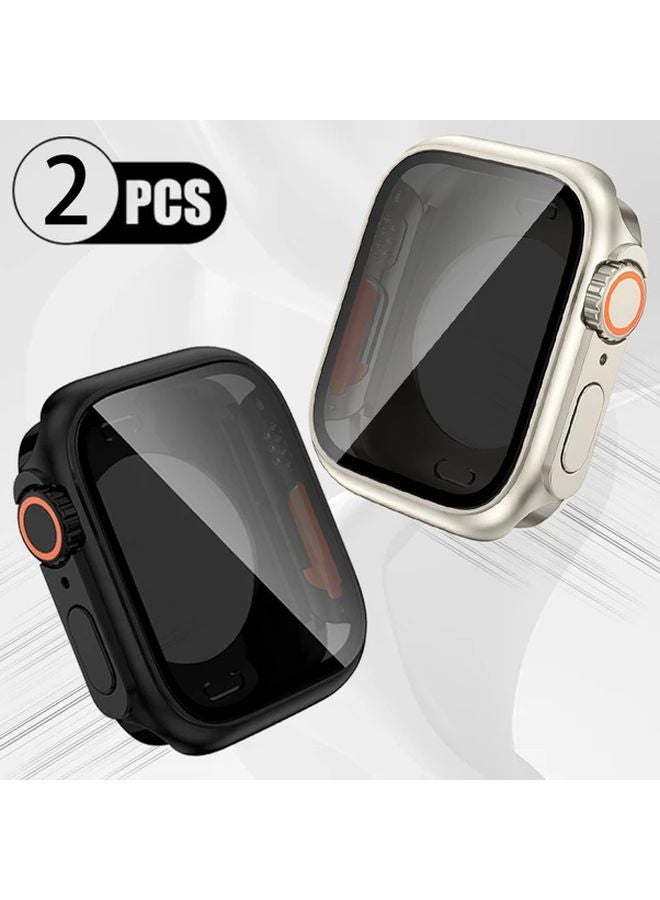 2 قطعة واقي علبة ساعة لآبل ووتش سلسلة 9 و8 و7 مقاس 45 ملم - أسود - Image 2