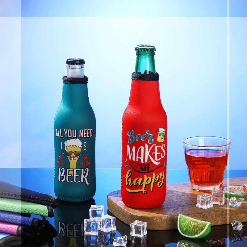 Perthlin Summer Beer Bottle Insulator Sleeve with Zipper Neoprene Insulated Bottle Jackets Keep Warm and Cold Beer Sleeves with Stitched Fabric Edges for Party - Image 3