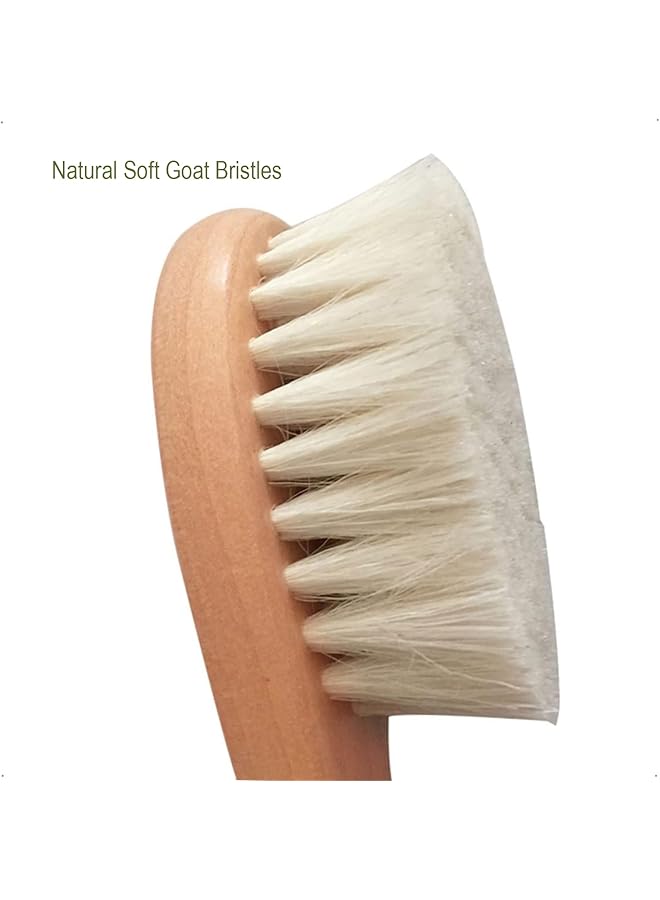 erorex Baby Hair Brush 2 Pcs Baby Brush And Comb Set Nature Lotus Wood With Soft Goat Bristle And Pear - Image 3