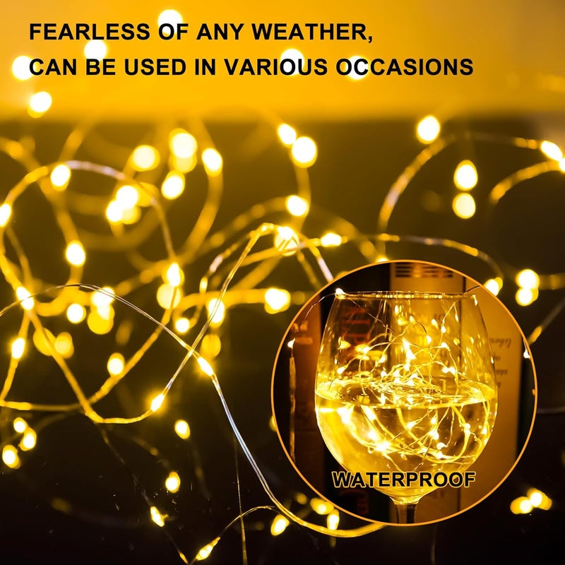 SINAMER 6PCS Fairy Lights Battery Powered with Remote, 7ft 20LEDs Warm White Twinkle Mini Lights with Timer, Waterproof Small Silver Wire Firefly Starry for DIY Wedding Party Christmas - Image 4