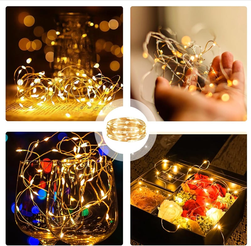 SINAMER 6PCS Fairy Lights Battery Powered with Remote, 7ft 20LEDs Warm White Twinkle Mini Lights with Timer, Waterproof Small Silver Wire Firefly Starry for DIY Wedding Party Christmas - Image 5
