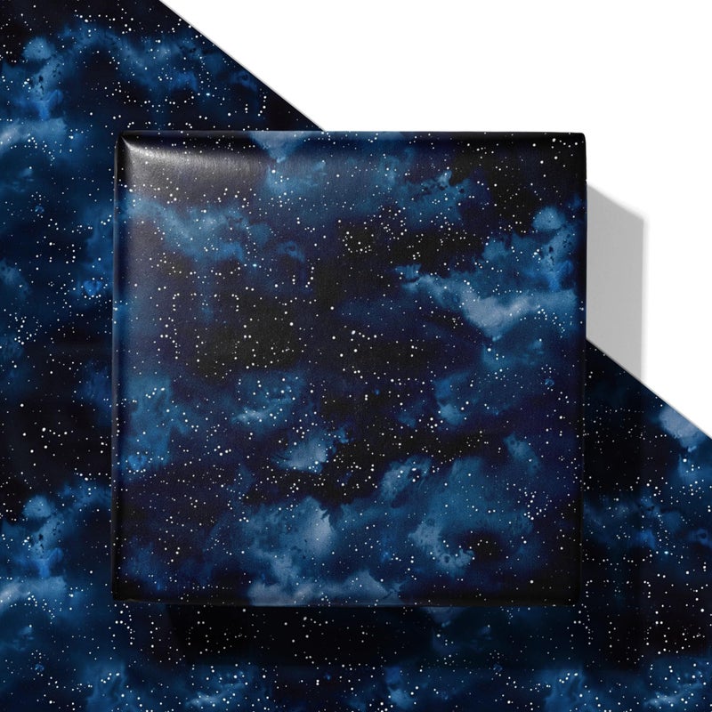SaringSwoon Galaxy Star Wrapping Paper for Boys - Midnight Blue Nebula Gift Wrap with White Stars for Kids' Birthday, Baby Shower Graduation Christmas Holiday Party - 28x40 Inches, 4 Folded Sheets - Image 1
