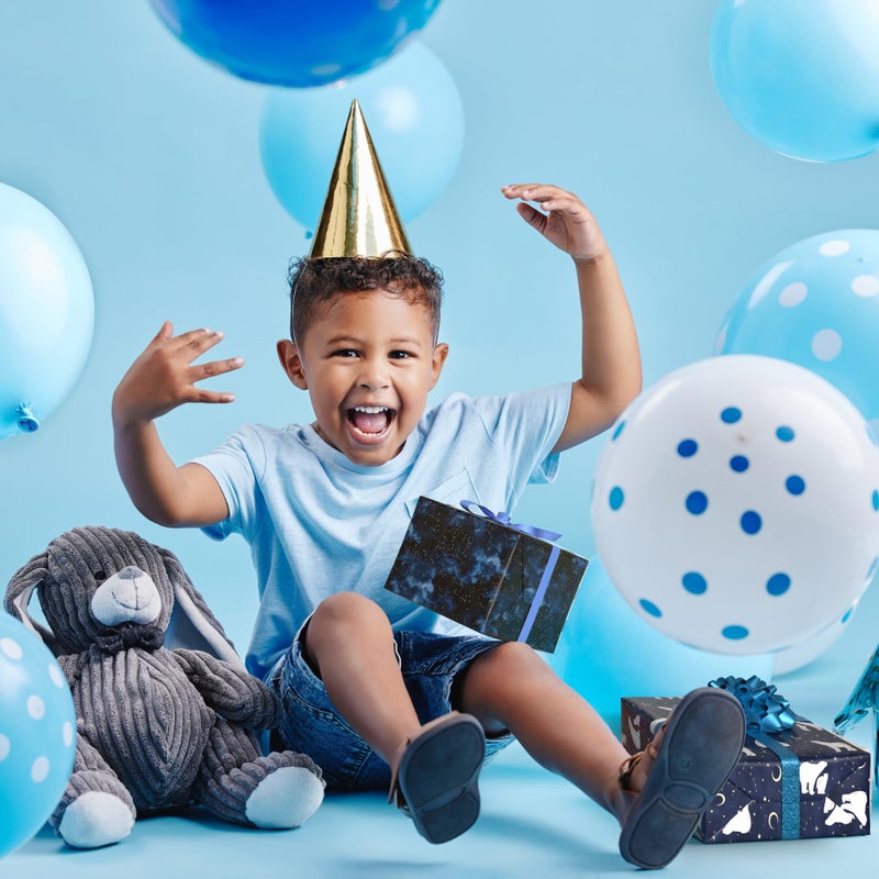 SaringSwoon Galaxy Star Wrapping Paper for Boys - Midnight Blue Nebula Gift Wrap with White Stars for Kids' Birthday, Baby Shower Graduation Christmas Holiday Party - 28x40 Inches, 4 Folded Sheets - Image 4
