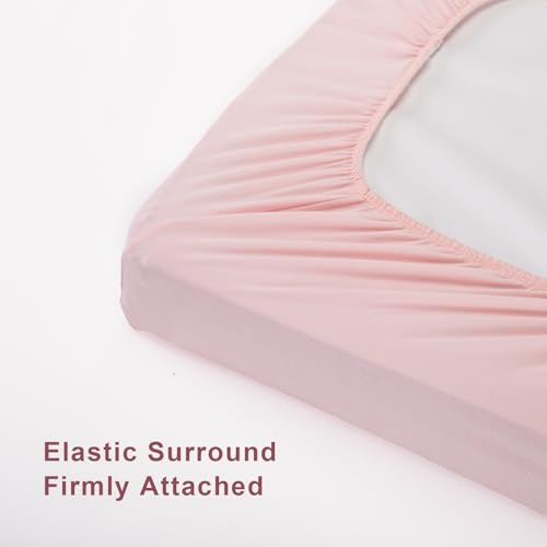 TILLYOU Changing Pad Cover Set in Soft Jersey Material Diaper Changing Pad Cover Girl - Fits 32"/34''x16 Contoured Pad for Babies,Peachy Pink & Lt Gray - Image 5