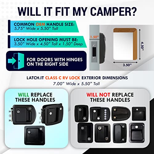 LATCH.IT RV Door Lock Replacement | Class C Campers Mechanical Cam Latch | Camper Door Locks with 2 Mechanical Keys | All‑Metal Camper Doors Latch | Fits Class C with 3.50" x 4.50" Lock Opening - Image 2
