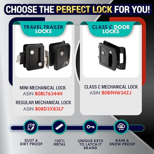 LATCH.IT RV Door Lock Replacement | Class C Campers Mechanical Cam Latch | Camper Door Locks with 2 Mechanical Keys | All‑Metal Camper Doors Latch | Fits Class C with 3.50" x 4.50" Lock Opening - Image 4