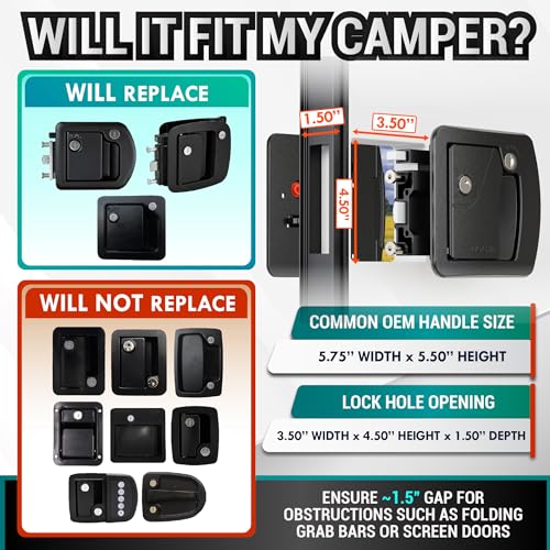 LATCH.IT RV Door Lock Replacement | Class C Camper Door Latch Fits 3.50" x 4.50" Lock Holes | 100% Metal RV Door Latch Replacement | RV Latch | Camper Door Locks with 2 High-Security Keys Included - Image 2