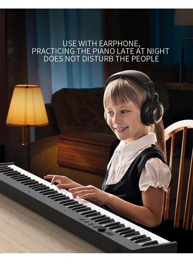 KONIX - 88-Key Foldable Digital Piano Keyboard, Full Size Semi-Weighted Keyboard, Portable Electric Piano w/MIDI, Split Function, Sustain Pedal & Carrying Bag for Beginner(Black with light) - Image 1