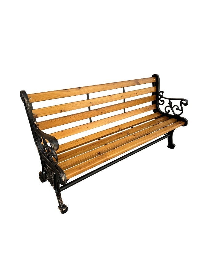 Pan Home مقعد أوسوكا الخارجي من الحديد الزهر لثلاثة أشخاص - بني - Image 1