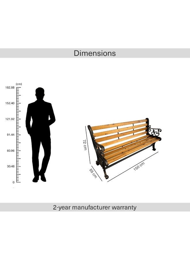 Pan Home مقعد أوسوكا الخارجي من الحديد الزهر لثلاثة أشخاص - بني - Image 4